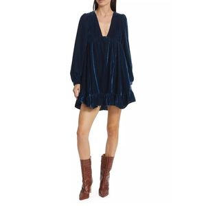 Free People Estella Long Sleeve Velvet Minidress